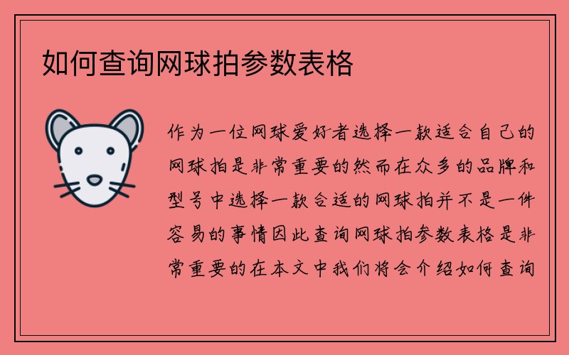 如何查询网球拍参数表格