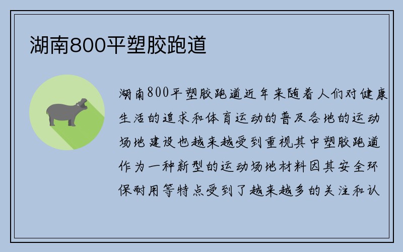 湖南800平塑胶跑道