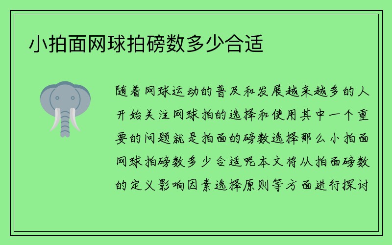 小拍面网球拍磅数多少合适